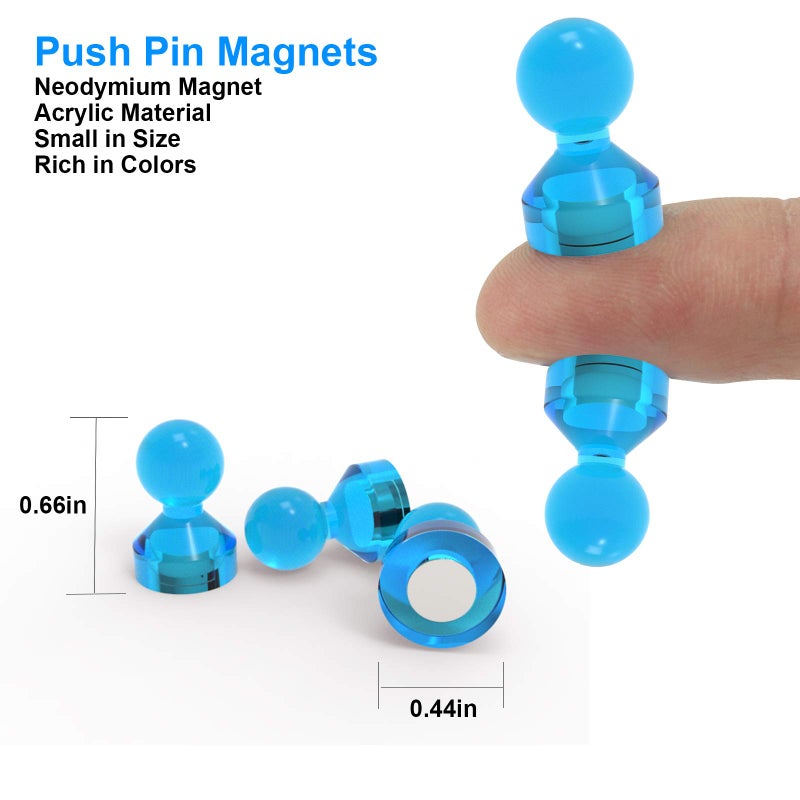 Ant Mag Magnetic Push Pins Strong Push Pin Magnets for Fridge Whiteboards Calendars Maps in School & Office Pack of 18 Blue - Image 2
